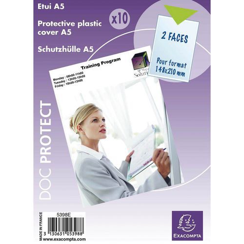 Sachet De 10 Ã‰tuis De Protection Simple Pvc Lisse A5 Cristal