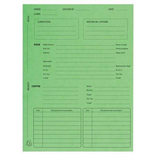 Paquet 25 Dossiers Procédure Carte Lustrée 25x32cm Tilleul
