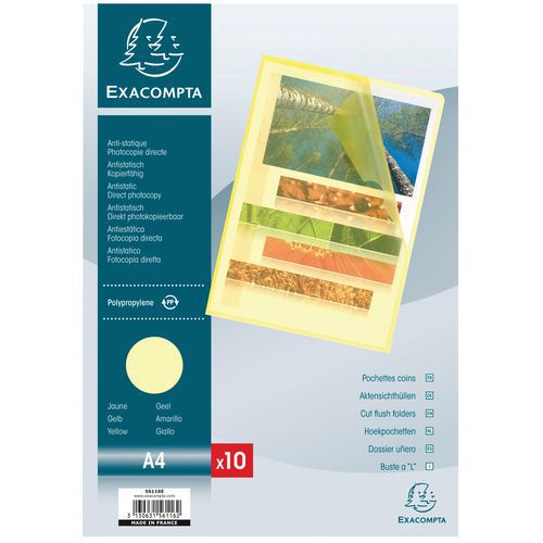 Sachet 10 Pochettes Coin Pp Grainé 12/100e A4 Jaune