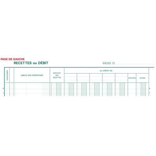 Piqûre 32x25cm Journal De Caisse Ou Banque 5 Débit 5 Crédit