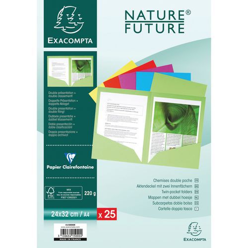 Set 25 Chemises Rocks 220 Double A4 Ou A3 24x32cm Assortis