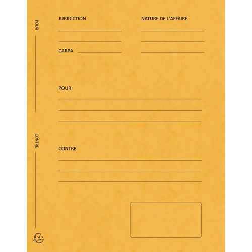 Paquet 25 Dossiers Plaidoirie "pour/contre" 25x32cm Jaune