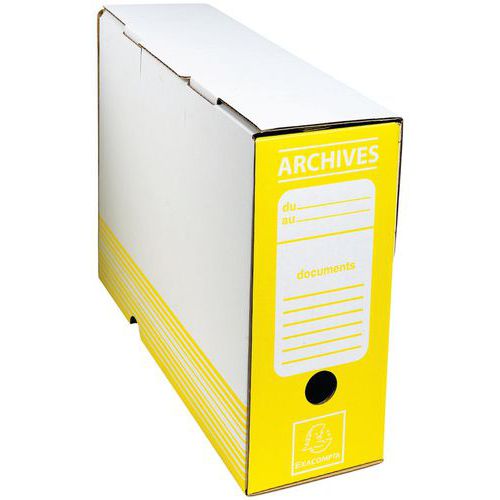 Boite Archive Dos 100mm Carton Ondulé Couleurs 25x34cm Jaune