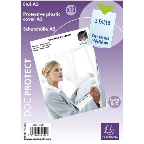 Sachet 10 Étuis Protection Simples Pvc Qualité A5 Cristal