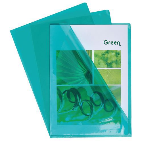 Sachet De 10 Pochettes Coin Pvc Résistante 13/100e A4 Vert