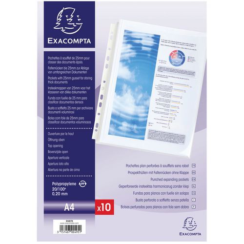 Sachet De 10 Pochettes à Soufflet Sans Rabat Pp A4 Cristal