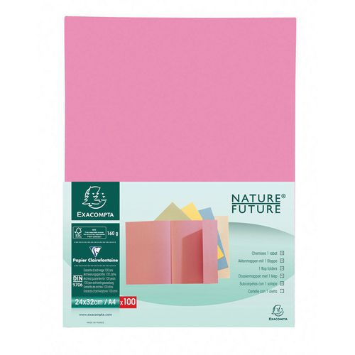 Paquet 100 Chemises 1 Rabat Super 180 - 24x32cm Rose