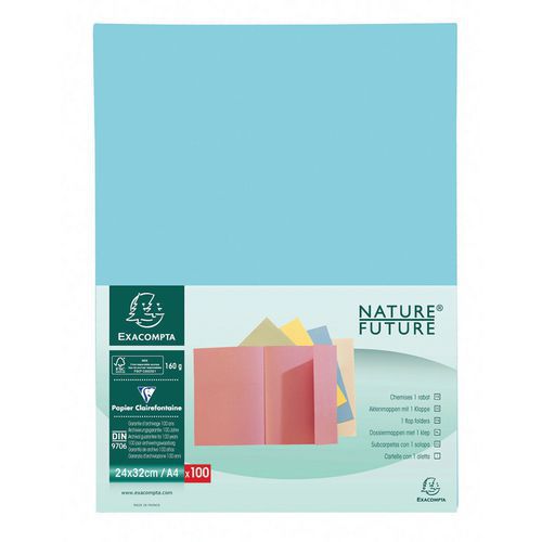 Paquet 100 Chemises 1 Rabat Super 180 - 24x32cm Bleu Clair