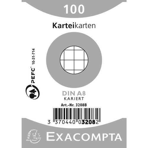 Paquet 100 fiches sous film bristol quadrillé 55x74mm Paquet 100 fiches sous film bristol quadrillé 55x74mm