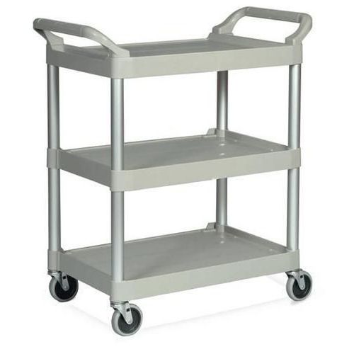 Rubbermaid - Desserte plastique 3 plateaux - Capacité 90 kg - Châssis aluminium - Embout ouvert