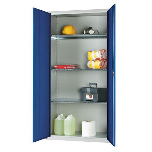Elite Guard - Armoire de Rangement EPI - 3 Étagères Acier 1830mm - Charge 60kg/Étagère - Gris/Bleu