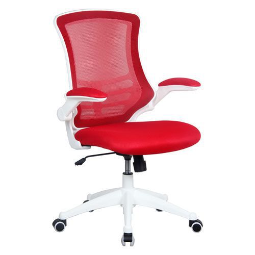 Chaise De Bureau Maille Rouge Avec Cadre Blanc Luna