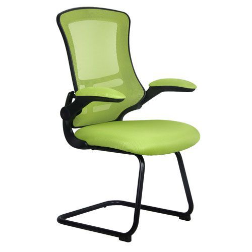 Chaise de réunion Luna - Accoudoirs Maille Vert - Piétement Luge - Confort 8h - Charge 17 st