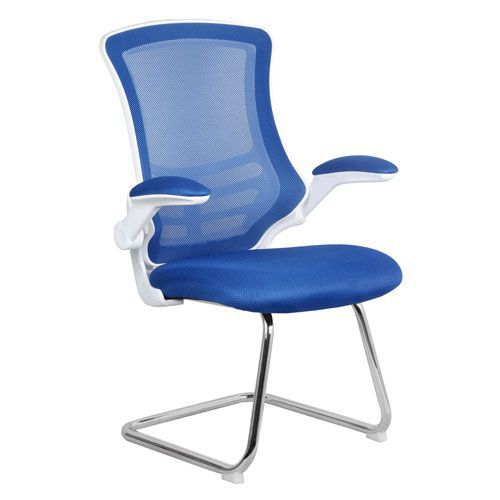 Chaise Cantilever Maille Blanc Nacré Luna Bleu
