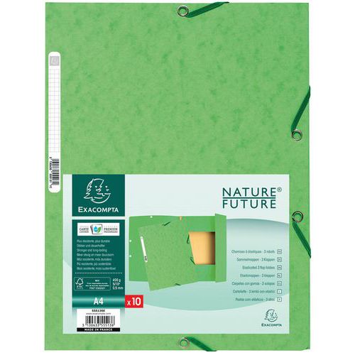 Chemise 3 Rabats Carte Lustrée 400g/mÂ² A4 Tilleul