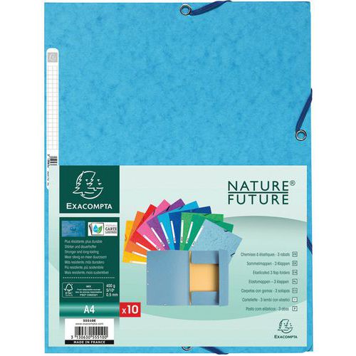 Set 50 Chemises 3 Rabats Carte Lustrée 400g/m2 A4 Assorties