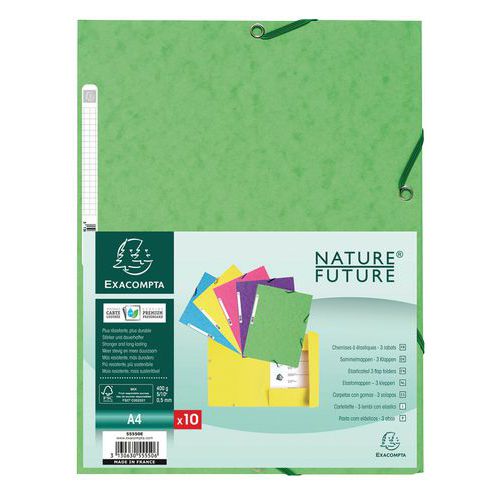 Set 50 Chemises 3 Rabats Carte Lustrée 400g/m2 ® A4 Pastels