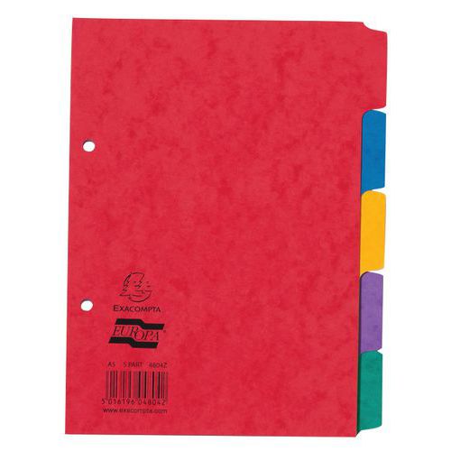 Set 25 Intercalaires Carte Lustrée 5 Positions A5 Assorties