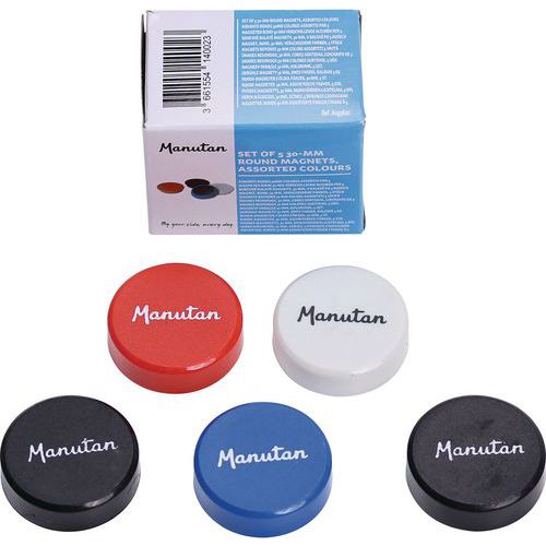 Aimant Rond 30mm Coloris Assortis Par 5- Manutan