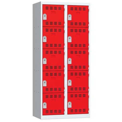 Vestiaire 2 Colonnes 400mm 5 Cases Clés Rouge