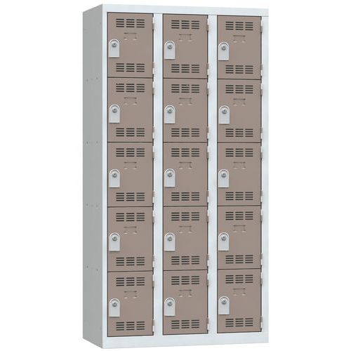 Vestiaire 3 Colonnes 300mm 5 Cases Clés Taupe
