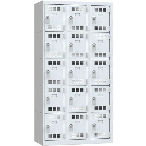 Vestiaire 3 Colonnes 300mm 5 Cases Clés Gris