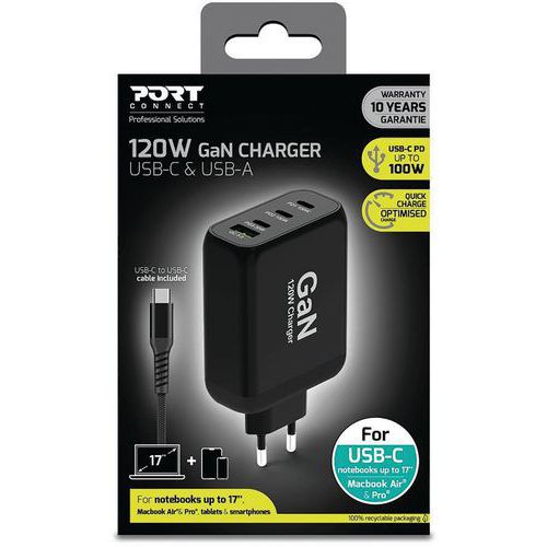 Chargeur Secteur Gan Usb/type C - 120 W