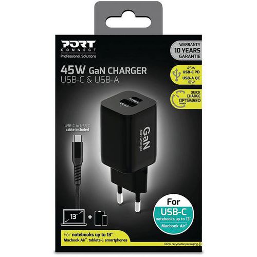 Chargeur Secteur Gan Usb A/type C - 45 W