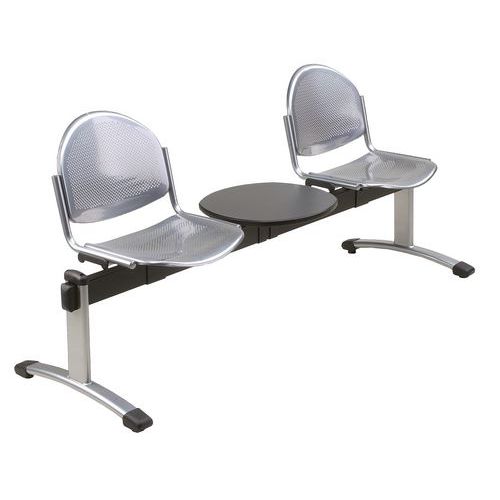 Sokoa - Banc salle d'attente Oker Gris 2 places - 188cm - Acier chromé - Idéal accueil
