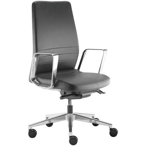 Fauteuil Eden Pied Et Accoudoir Alu Cuir Noir