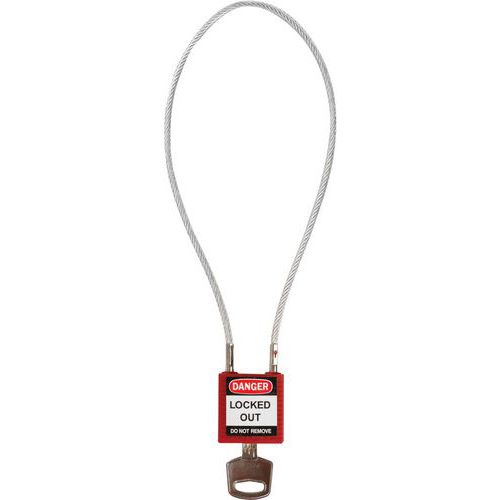 Brady - Cadenas de sécurité compact Rouge 40cm - Anse Acier - Nylon - Retenue de clé