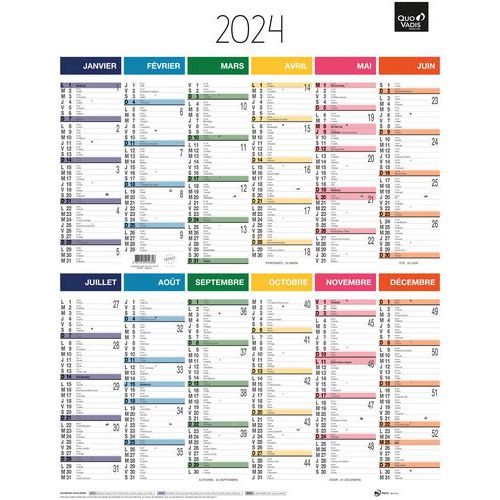 Calendrier 2024 à imprimer avec les Vacances scolaires