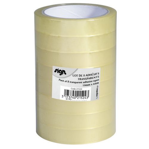 Lot De 8 Rubans Adhesifs Transparents 19mmx66m - Sign