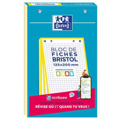 Bloc Bristol Oxford 125x200 30 Fiches Perforees Q5/5/5 Jaune