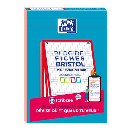 OXFORD Bloc de 30 fiches bristol 125X200 perforées Q5/5 rouge