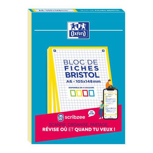 Bloc Bristol Oxford 105x148 30 Fiches Non Perforees Jaune