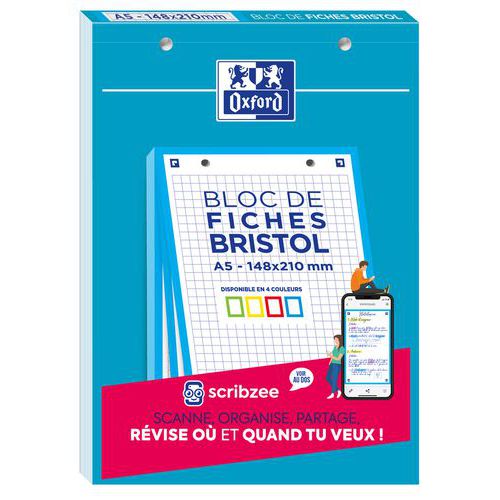 Bloc Bristol Oxford 148x210 30 Fiches Perforees Q5/5 Bleu