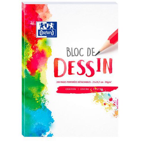 Bloc Feuilles Simples Dessin Détachables Perforées 200p