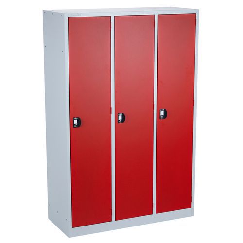 Vestiaire 1porte/3colonnes400 1200x500x1800mm Gris/rouge