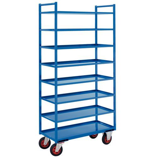 Chariot 8 Plateaux Larg=450mm Bleu F=400kg Av Ec Rebord