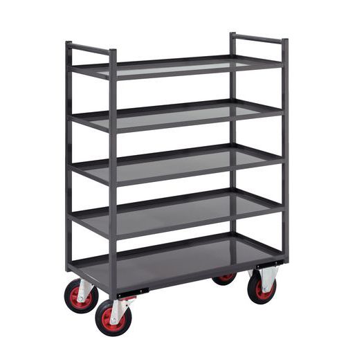 Chariot 5 Plateaux Larg=450mm Gris F=400kg Av Ec Rebord