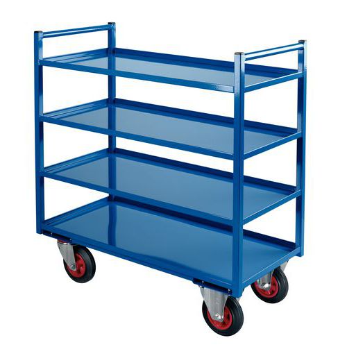 Chariot 4 Plateaux Larg=450mm Bleu F=400kg Av Ec Rebord