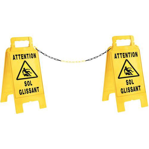 Kit 2 Chevalets Sol Glissant Plus 5 M De Chaine Noir/jaune