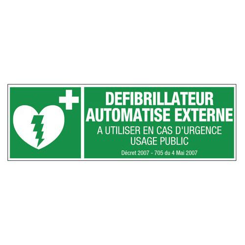 Novap - Panneau Rigide Défibrillateur Automatisé Externe - 450x150 mm - Signalétique Secours