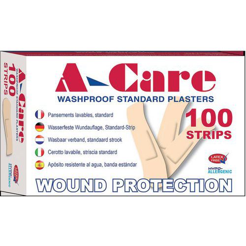 Aero Healthcare - Pansements extra-larges résistants au lavage 72x25mm - Boîte de 100 - Beige - Urgence et premiers secours