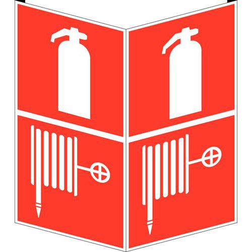 Brady - Panneau anti-incendie rigide PVC - 20 cm x 20 cm - Extincteur/lance à incendie - Modèle en angle