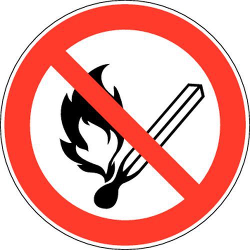 Brady - Panneau Interdiction Flamme Nue Rigide Aluminium Ø 20cm - Signalétique Sécurité ISO 7010