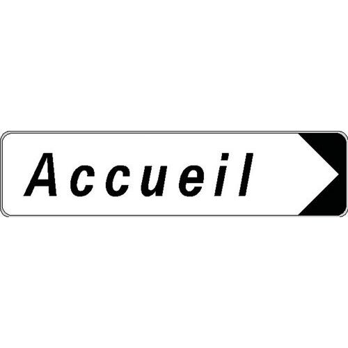 Kelias - Panneau Directionnel Aluminium Droit "Accueil" 500x120mm Rigide - 7 Caractères 62.5mm - Voirie