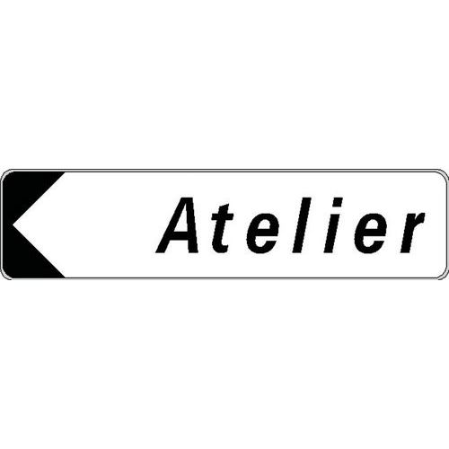 Kelias - Panneau Directionnel Aluminium Gauche "Atelier" 500x120mm Rigide Non Adhésif