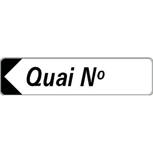 Kelias - Panneau Directionnel Aluminium "Quai n°" Gauche - 500x120mm - Rigide - Panonceau Voirie